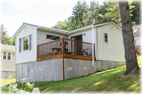 View showing the deck and windows facing the lake