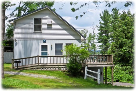 Outside, showing entrance and deck